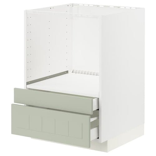 METOD / MAXIMERA - Base cabinet f combi micro/drawers, white/Stensund light green , 60x60 cm