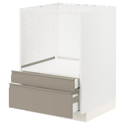 METOD / MAXIMERA - Base cabinet f combi micro/drawers, white/Upplöv matt dark beige , 60x60 cm