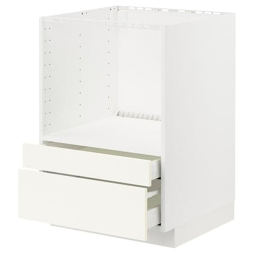 METOD / MAXIMERA - Base cabinet f combi micro/drawers, white/Vallstena white, 60x60 cm