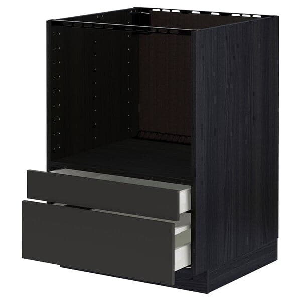 METOD / MAXIMERA - Base cabinet f combi micro/drawers, black/Nickebo matt anthracite, 60x60 cm - best price from Maltashopper.com 69498177