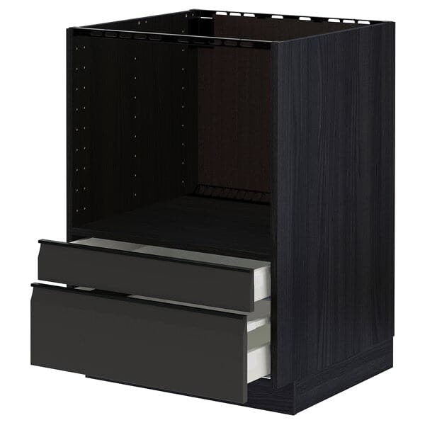 METOD / MAXIMERA - Base cabinet f combi micro/drawers, black/Upplöv matt anthracite, 60x60 cm - best price from Maltashopper.com 69495433