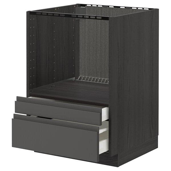 METOD / MAXIMERA - Base cabinet f combi micro/drawers, black/Voxtorp dark grey, 60x60 cm - best price from Maltashopper.com 29310950