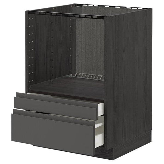 METOD / MAXIMERA - Base cabinet f combi micro/drawers, black/Voxtorp dark grey, 60x60 cm - best price from Maltashopper.com 29310950