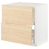 METOD / MAXIMERA base cab f hob/int extractor w drw, white/Askersund light ash effect, 80x60 cm