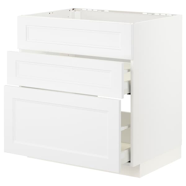 Ikea METOD / MAXIMERA - Base cab f hob/int extractor w drw, white/Axstad matt white, 80x60 cm