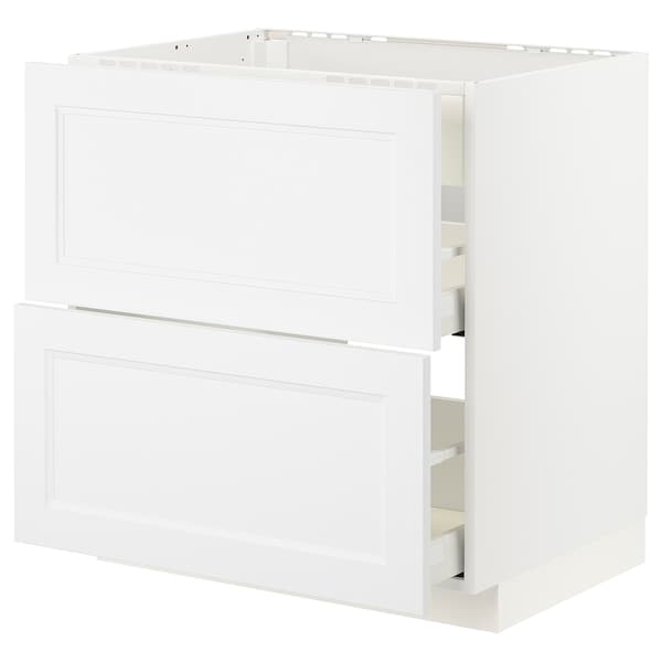 Ikea METOD / MAXIMERA - Base cab f hob/int extractor w drw, white/Axstad matt white, 80x60 cm