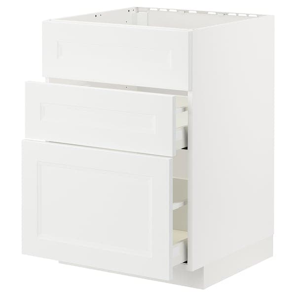 Ikea METOD / MAXIMERA - Base cab f hob/int extractor w drw, white/Axstad matt white, 60x60 cm