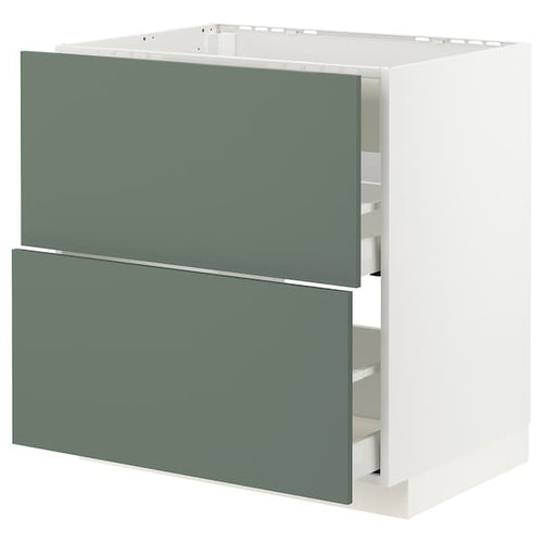 METOD / MAXIMERA - Base cab f hob/int extractor w drw, white/Bodarp grey-green , 80x60 cm