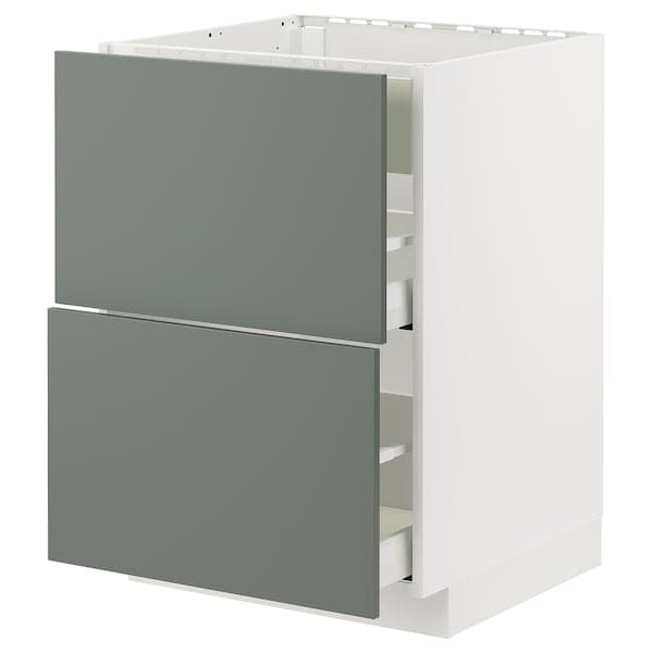 METOD / MAXIMERA - Base cab f hob/int extractor w drw, white/Bodarp grey-green, 60x60 cm