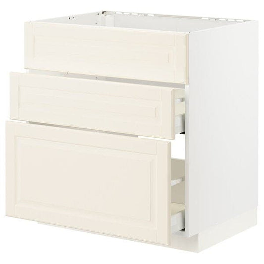 METOD / MAXIMERA - Base cab f hob/int extractor w drw, white/Bodbyn off-white, 80x60 cm - best price from Maltashopper.com 99335773