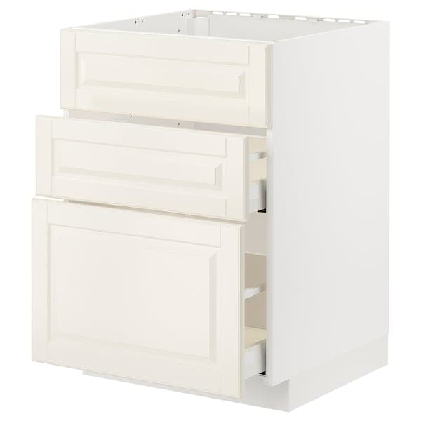 METOD / MAXIMERA - Base cab f hob/int extractor w drw, white/Bodbyn off-white, 60x60 cm