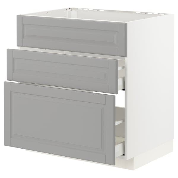Ikea METOD / MAXIMERA - Base cab f hob/int extractor w drw, white/Bodbyn grey , 80x60 cm
