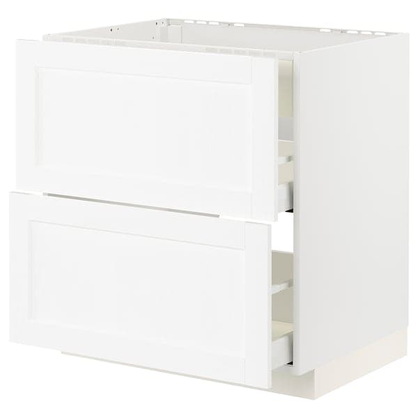 Ikea METOD / MAXIMERA - Base cab f hob/int extractor w drw, white Enköping/white wood effect , 80x60 cm