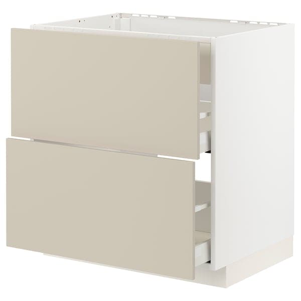 METOD / MAXIMERA - Base cab f hob/int extractor w drw, white/Havstorp beige, 80x60 cm - best price from Maltashopper.com 79504031