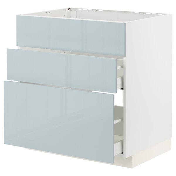 METOD / MAXIMERA base cab f hob/int extractor w drw, white/Kallarp light grey-blue