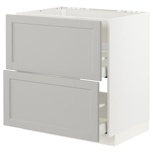 METOD / MAXIMERA - Base cab f hob/int extractor w drw, white/Lerhyttan light grey , 80x60 cm - best price from Maltashopper.com 19335814