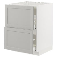 METOD / MAXIMERA base cab f hob/int extractor w drw, white/Lerhyttan light grey, 60x60 cm
