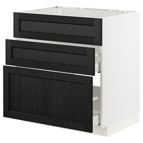 METOD / MAXIMERA - METOD / MAXIMERA Base cab f hob/int extractor w drw, white/Lerhyttan black stained, 80x60 cm