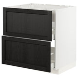 METOD / MAXIMERA base cab f hob/int extractor w drw, white/Lerhyttan black stained, 80x60 cm