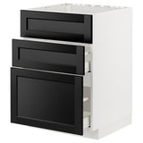 METOD / MAXIMERA base cab f hob/int extractor w drw, white/Lerhyttan black stained, 60x60 cm
