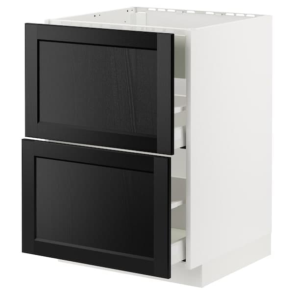 METOD / MAXIMERA - Base cab f hob/int extractor w drw, white/Lerhyttan black stained , 60x60 cm - best price from Maltashopper.com 69477778