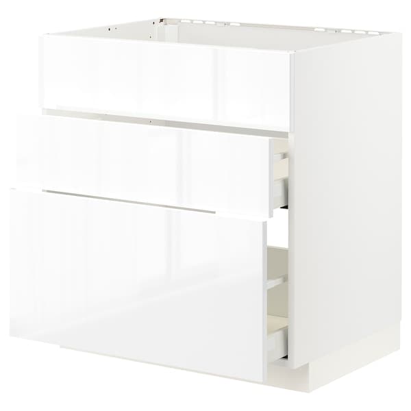 Ikea METOD / MAXIMERA - Base cab f hob/int extractor w drw, white/Ringhult white, 80x60 cm