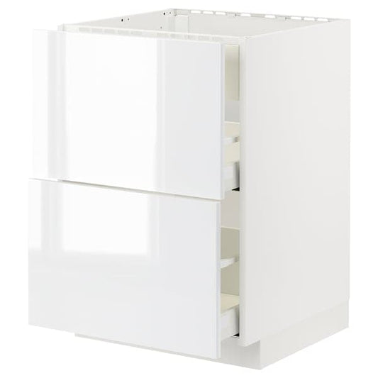METOD / MAXIMERA - Base cab f hob/int extractor w drw, white/Ringhult white, 60x60 cm - best price from Maltashopper.com 79477787