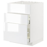 METOD / MAXIMERA base cab f hob/int extractor w drw, white/Ringhult white, 60x60 cm