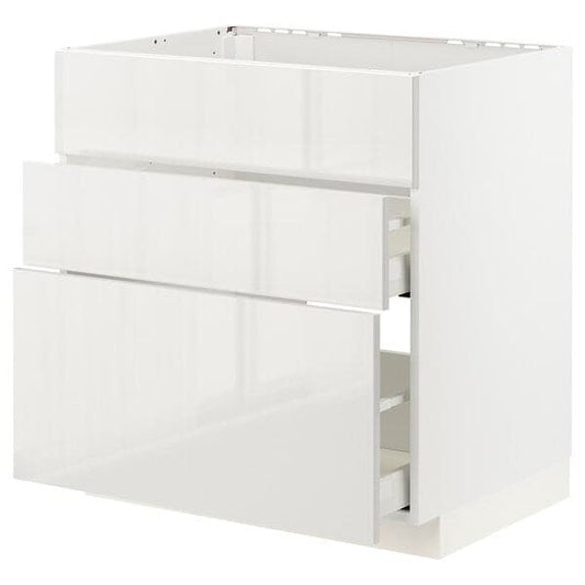 Ikea METOD / MAXIMERA - Base cab f hob/int extractor w drw, white/Ringhult light grey, 80x60 cm