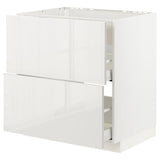 METOD / MAXIMERA base cab f hob/int extractor w drw, white/Ringhult light grey, 80x60 cm