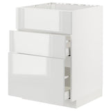 METOD / MAXIMERA base cab f hob/int extractor w drw, white/Ringhult light grey, 60x60 cm