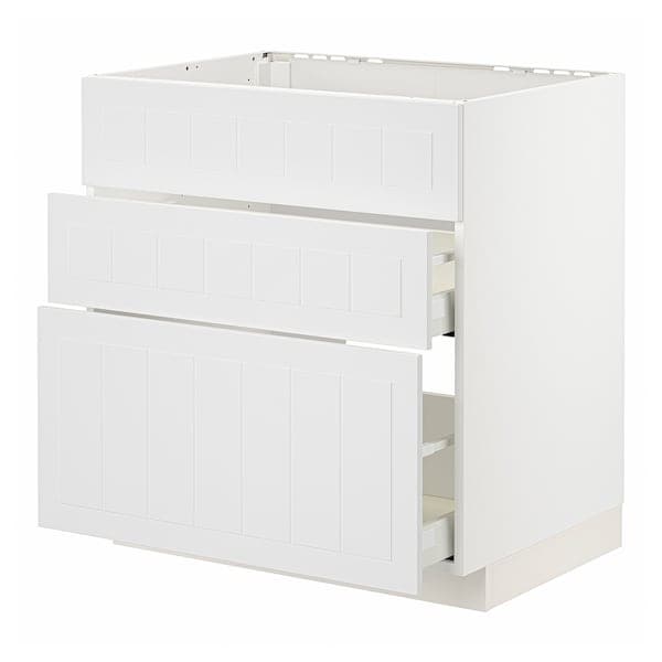 Ikea METOD / MAXIMERA - Base cab f hob/int extractor w drw, white/Stensund white, 80x60 cm