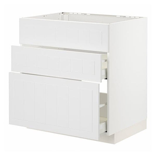 Ikea METOD / MAXIMERA - Base cab f hob/int extractor w drw, white/Stensund white, 80x60 cm