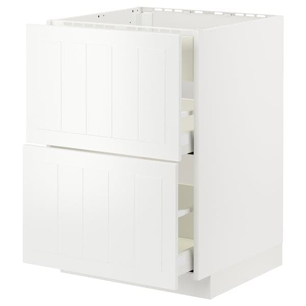 Ikea METOD / MAXIMERA - Base cab f hob/int extractor w drw, white/Stensund white, 60x60 cm