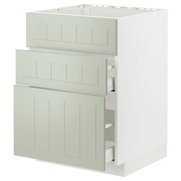 METOD / MAXIMERA - Base cab f hob/int extractor w drw, white/Stensund light green, 60x60 cm - best price from Maltashopper.com 19486704