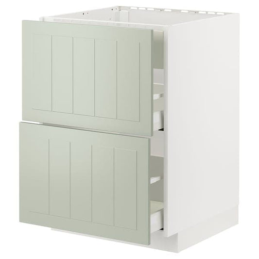 METOD / MAXIMERA - Base cab f hob/int extractor w drw, white/Stensund light green , - best price from Maltashopper.com 09487407