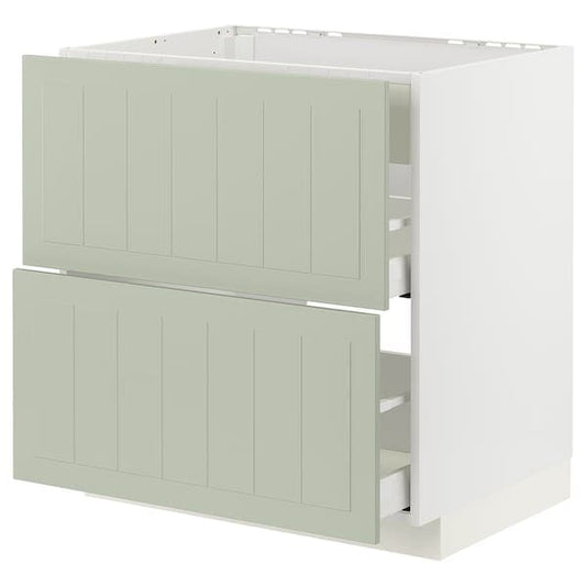METOD / MAXIMERA - Base cab f hob/int extractor w drw, white/Stensund light green, 80x60 cm - best price from Maltashopper.com 29487029