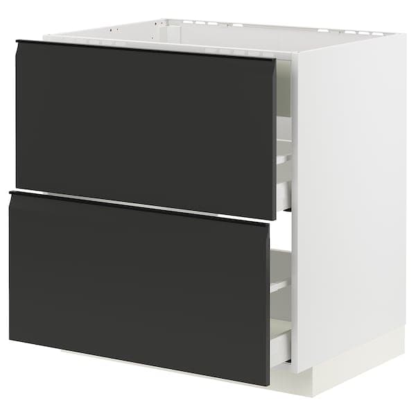 Ikea METOD / MAXIMERA - Base cab f hob/int extractor w drw, white/Upplöv matt anthracite , 80x60 cm