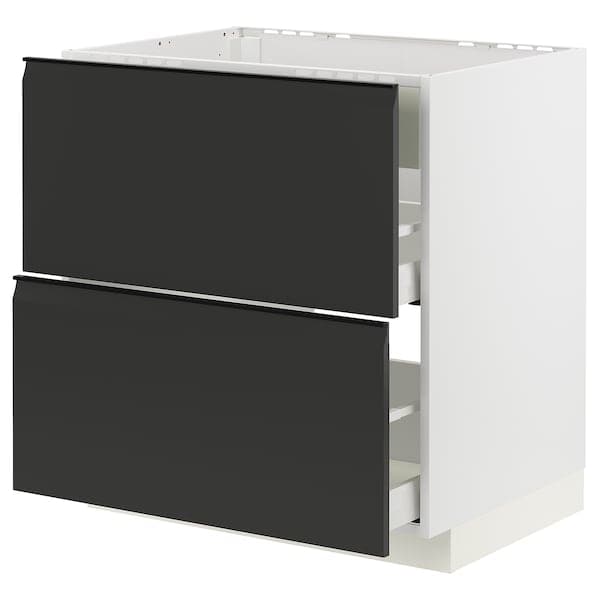 METOD / MAXIMERA - Base cab f hob/int extractor w drw, white/Upplöv matt anthracite , 80x60 cm