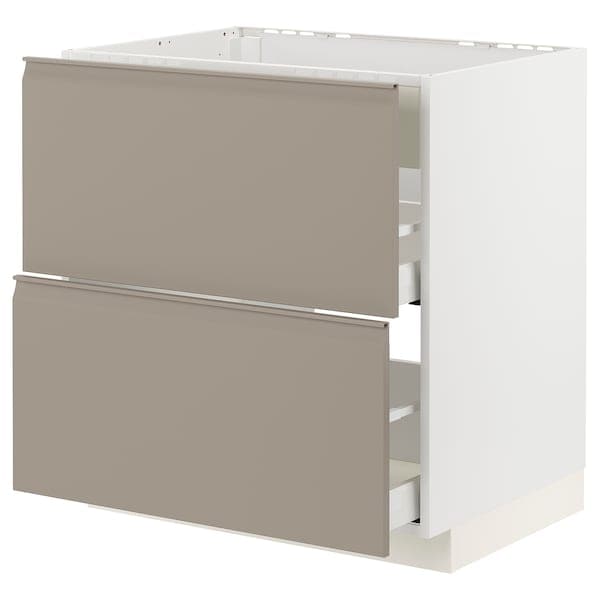 Ikea METOD / MAXIMERA - Base cab f hob/int extractor w drw, white/Upplöv matt dark beige
