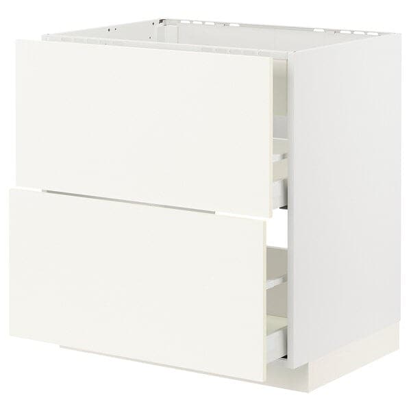 Ikea METOD / MAXIMERA - Base cab f hob/int extractor w drw, white/Vallstena white, 80x60 cm