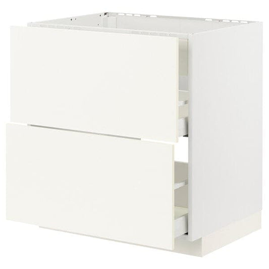 Ikea METOD / MAXIMERA - Base cab f hob/int extractor w drw, white/Vallstena white, 80x60 cm