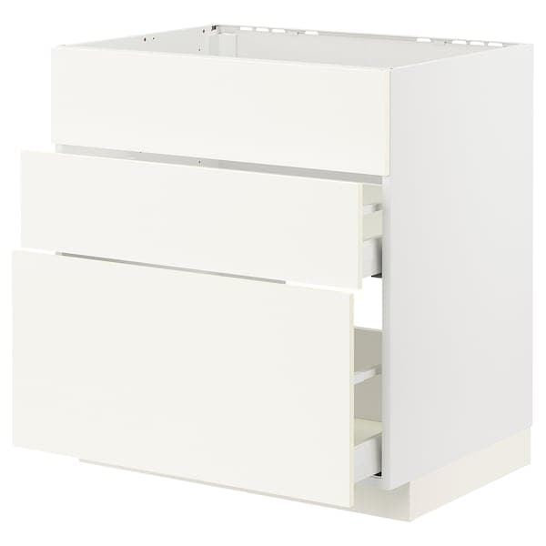Ikea METOD / MAXIMERA - Base cab f hob/int extractor w drw, white/Vallstena white, 80x60 cm