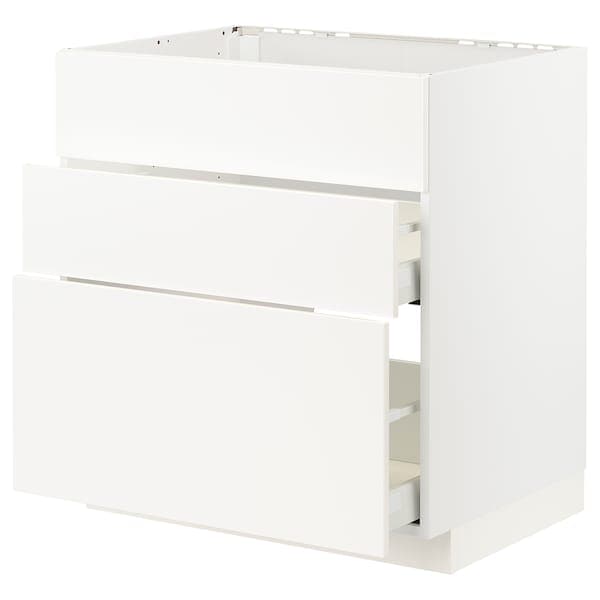 METOD / MAXIMERA - Base cab f hob/int extractor w drw, white/Veddinge white, 80x60 cm - best price from Maltashopper.com 99335886
