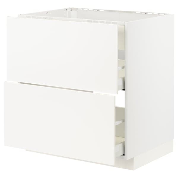 Ikea METOD / MAXIMERA - Base cab f hob/int extractor w drw, white/Veddinge white, 80x60 cm