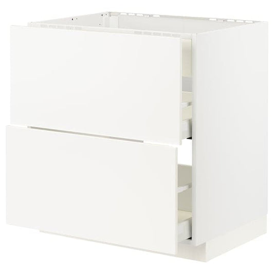 Ikea METOD / MAXIMERA - Base cab f hob/int extractor w drw, white/Veddinge white, 80x60 cm