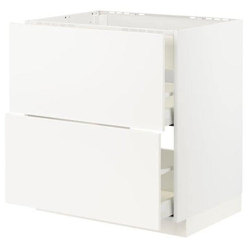 METOD / MAXIMERA base cab f hob/int extractor w drw, white/Veddinge white, 80x60 cm