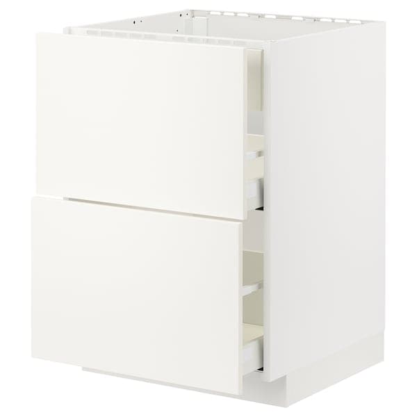 METOD / MAXIMERA - Base cab f hob/int extractor w drw, white/Veddinge white, 60x60 cm