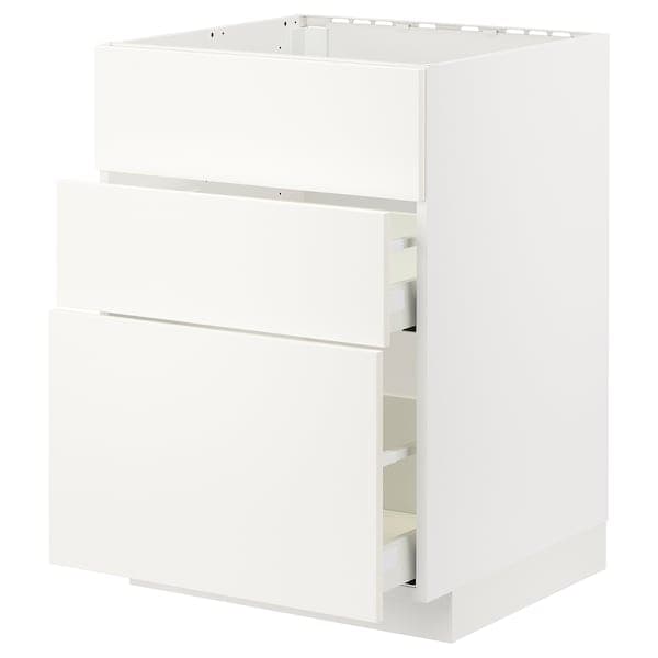 METOD / MAXIMERA - Base cab f hob/int extractor w drw, white/Veddinge white, 60x60 cm - best price from Maltashopper.com 49477642
