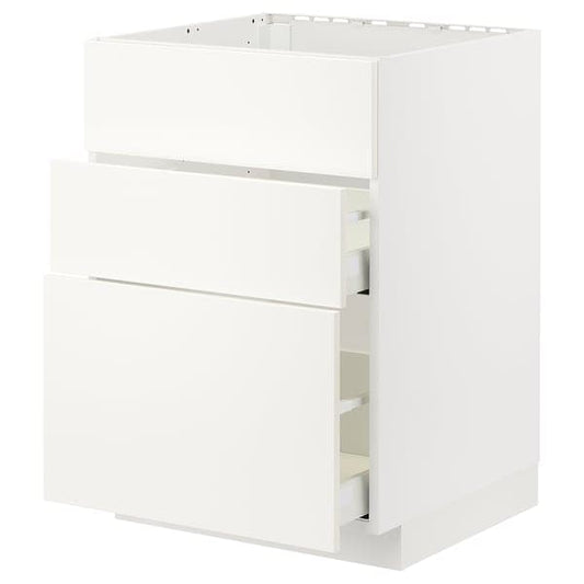 METOD / MAXIMERA - Base cab f hob/int extractor w drw, white/Veddinge white, 60x60 cm - best price from Maltashopper.com 49477642